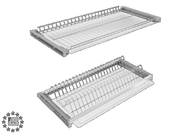 Комплект посудосушителя с рамкой (цвет серебристо-серый) с регулировкой глубины, решетки из нержавеющей стали 900 в Казани